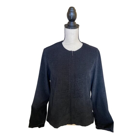 Norton McNaughton Women Jacket Size 8 Black Textured Long Sleeve Career Mob Wife - Picture 1 of 9